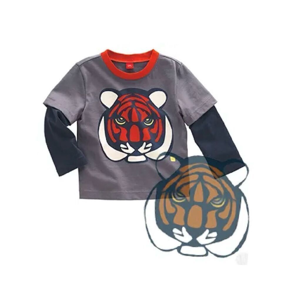 3/$30 Tea Collection Infant 3-6 Months Tiger Double Decker Graphic Tee Baby Shir